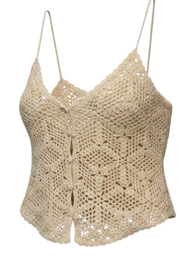 La Hearts Crochet Tank Top In Cream